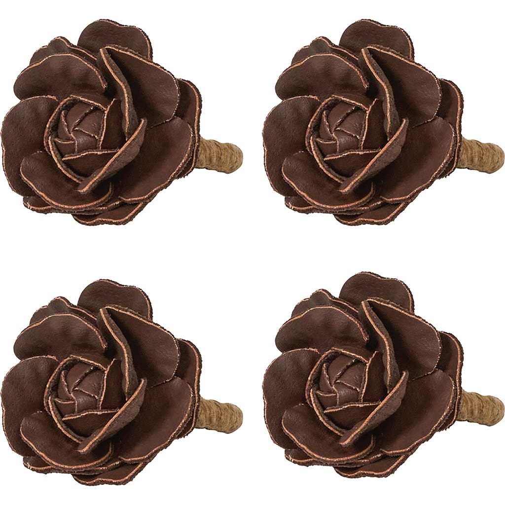 Juliska Camellia Set Of 4 Napkin Rings In Brown
