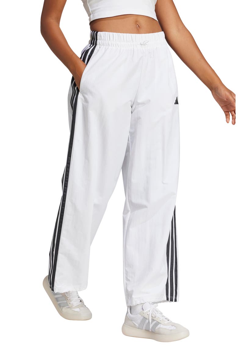 3-Stripes Wide Leg Pants, Main, color, WHITE/ BLACK