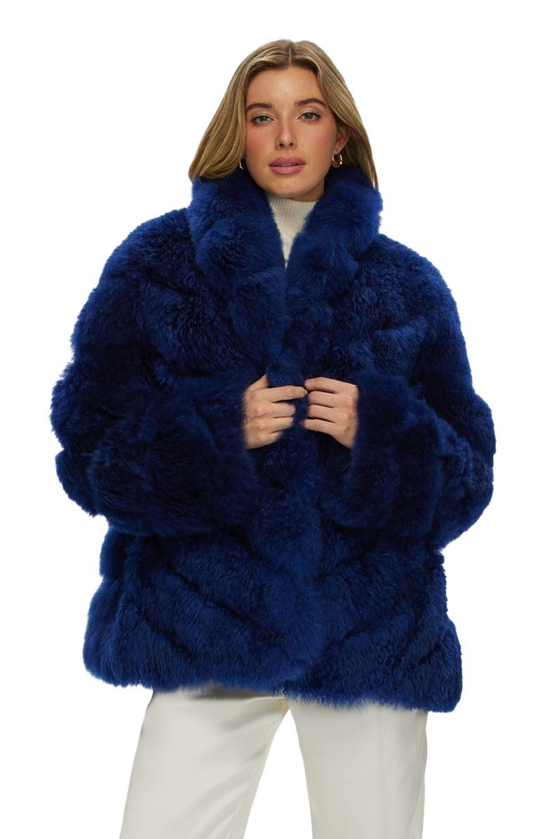 GORSKI Select Genuine Shearling Diagonal Jacket, Main, color, Royal Blue