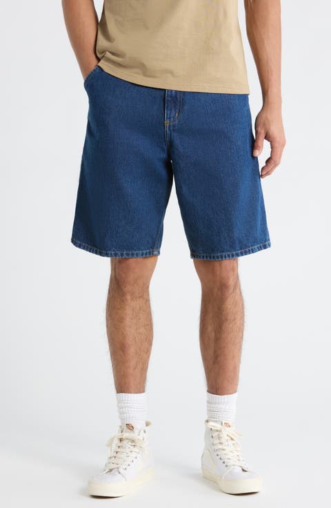 Single Knee Loose Fit Denim Shorts