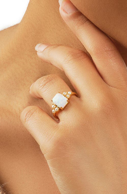 Sterling Forever Lana Faux Pearl & Opal Ring