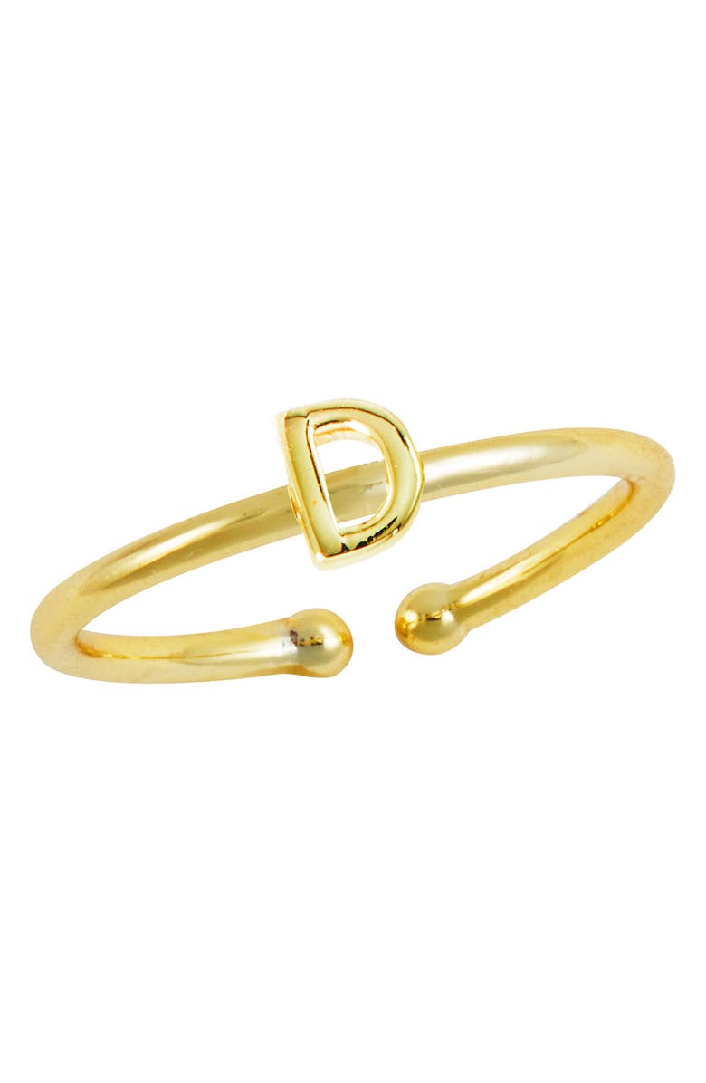 SAVVY CIE JEWELS 18K Yellow Gold Plated Initial Ring, Main, color, Gold D