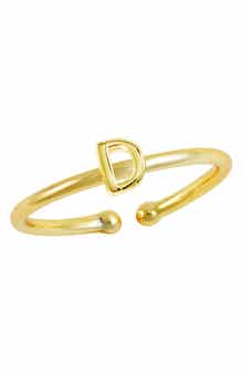 SAVVY CIE JEWELS 18K Yellow Gold Plated Initial Ring