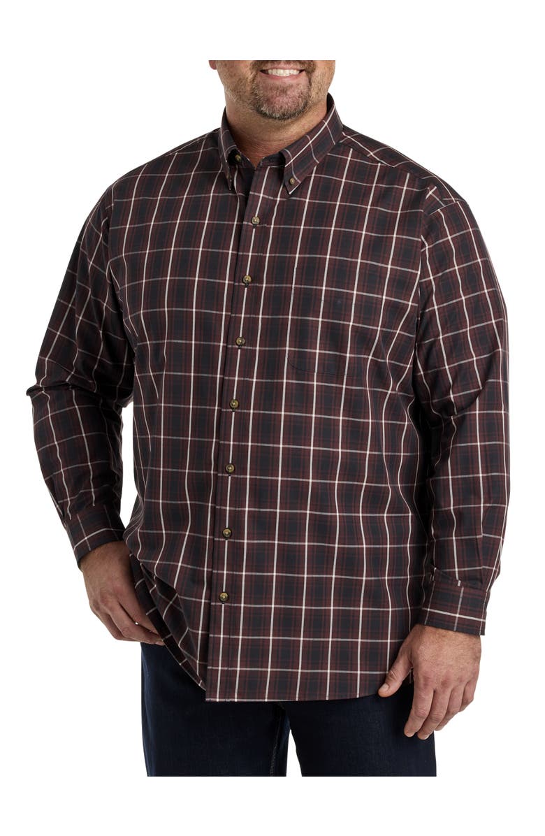 Harbor Bay by DXL Big & Tall Easy-Care Large Plaid Sport Shirt, Alternate, color, Black Multi