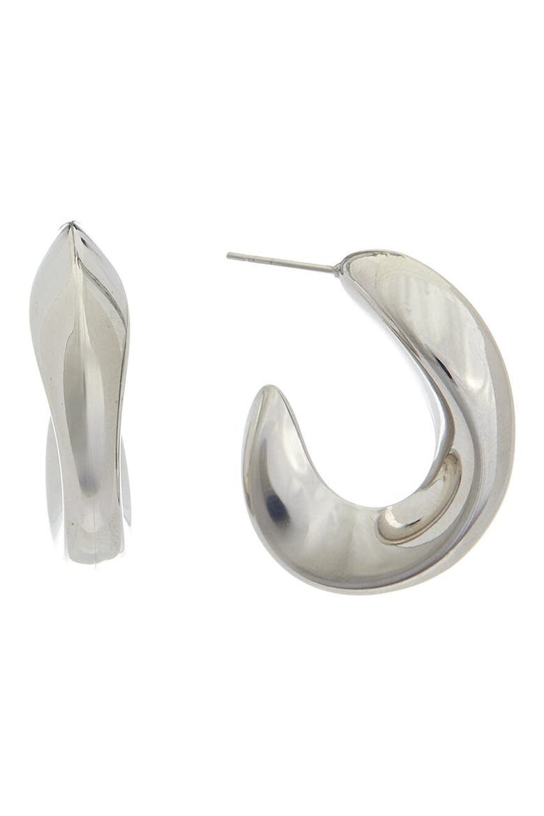 Wide C-Hoop Earrings, Main, color, WHITE