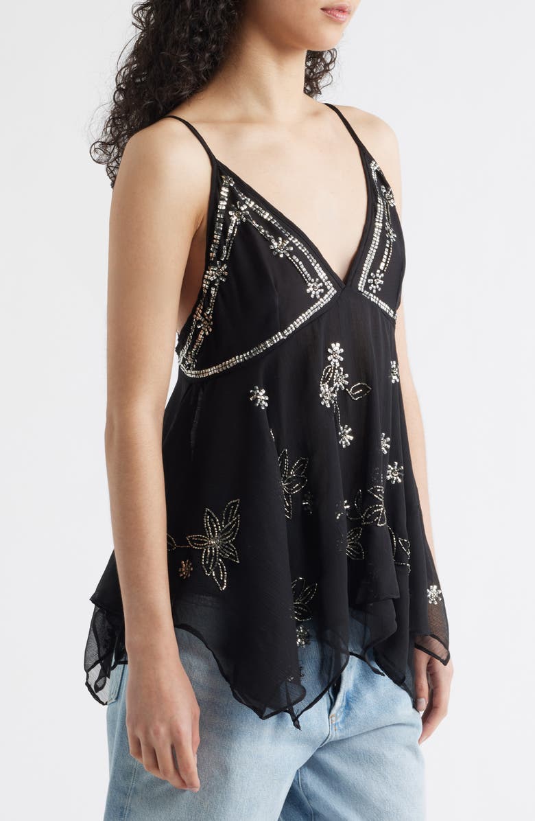 Free People Robbie Floral Embellished Top, Alternate, color, Black