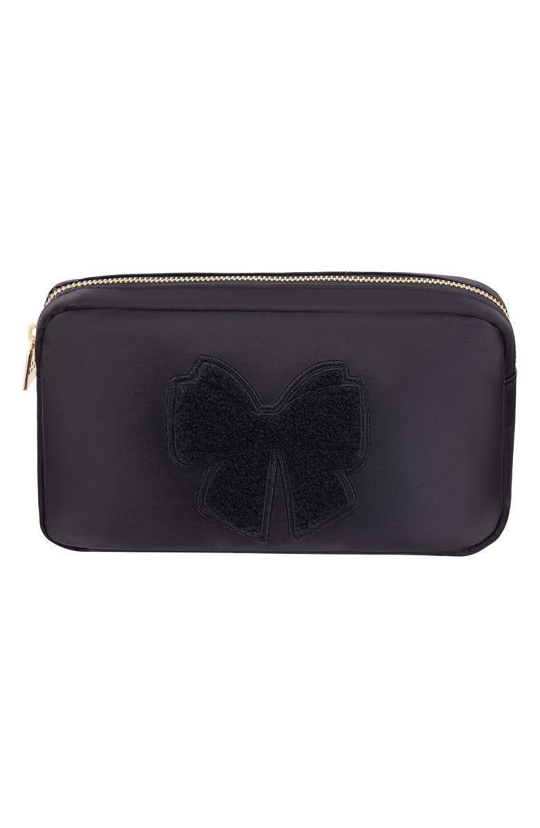 Bloc Bags Medium Bow Cosmetics Bag, Main, color, Black/Black