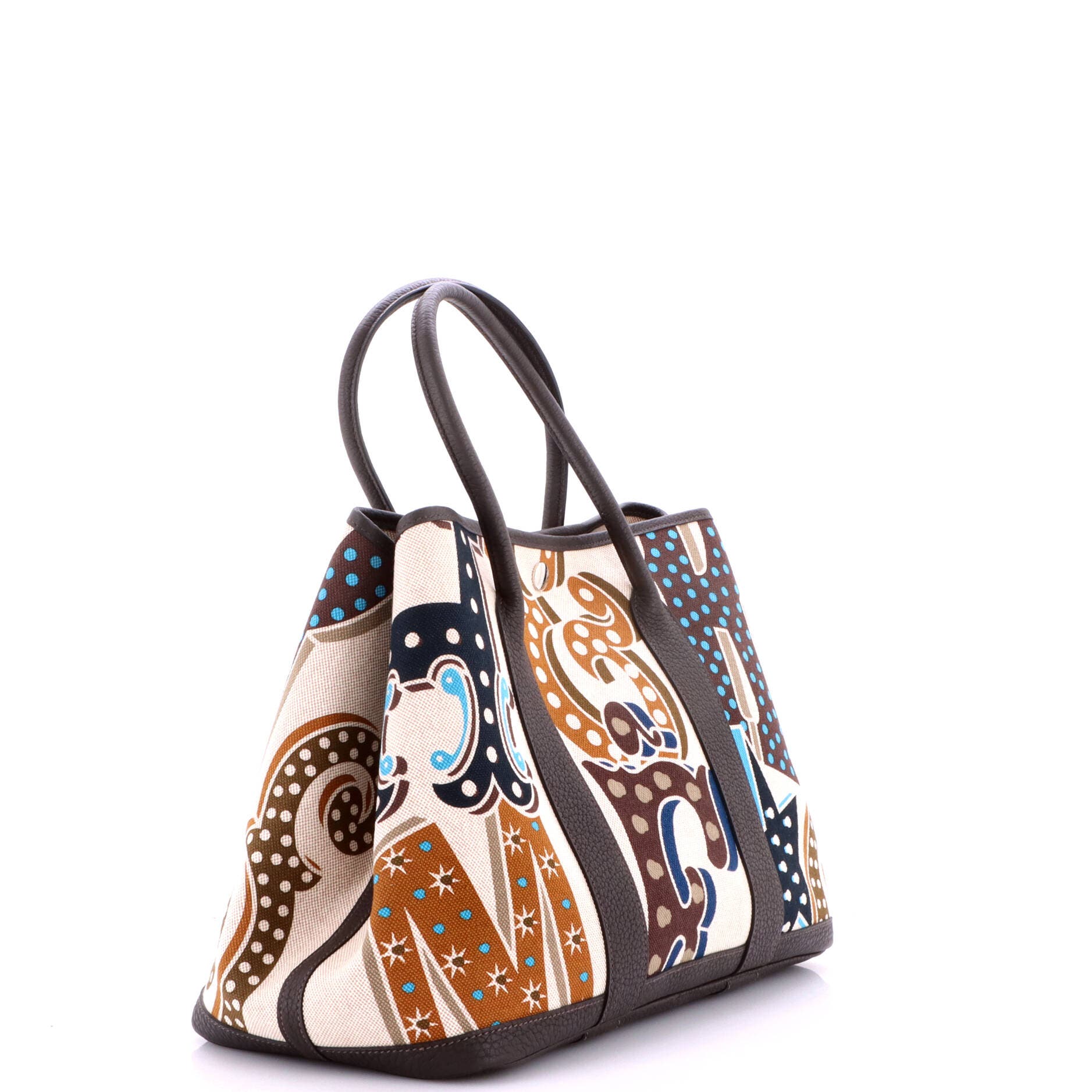 Electrique Garden Party Tote Printed Toile and Leather 36, Alternate, color, Brown