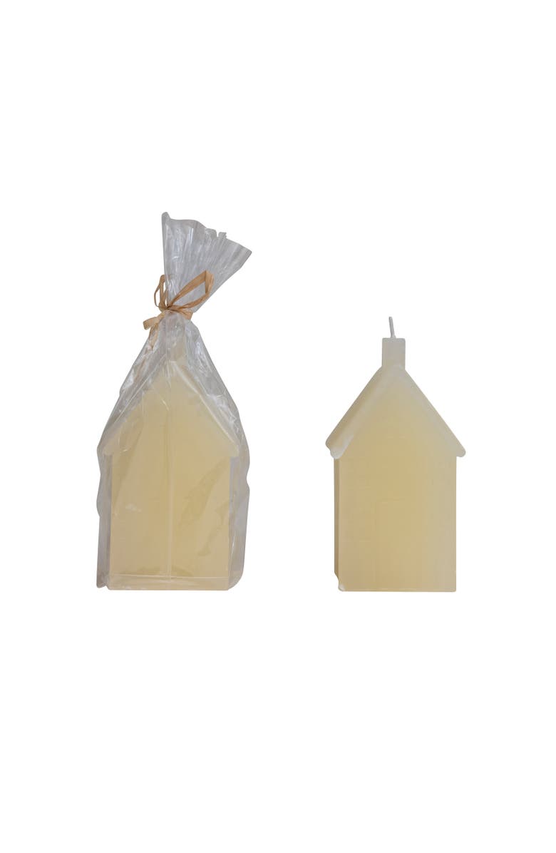 Storied Home Unscented House Shaped Candle, Main, color, Cream