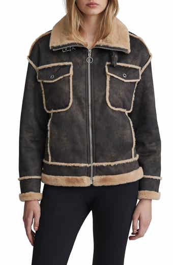 NVLT Faux Fur Trim Faux Suede Biker Jacket