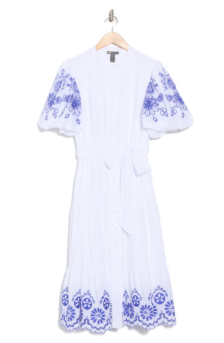 Love By Design Long Beach Embroidered Shirtdress, Alternate, color, White/ Surf The Web