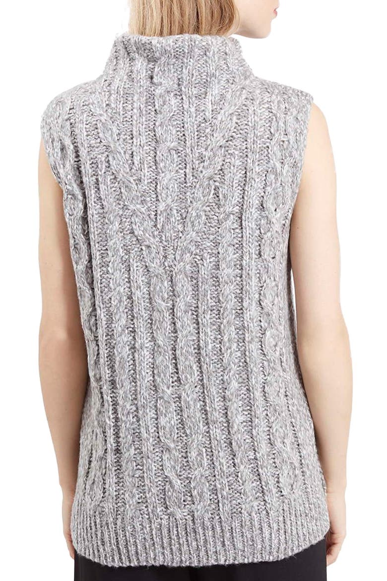 Cable Knit Tabard Sweater, Alternate, color, LIGHT GREY