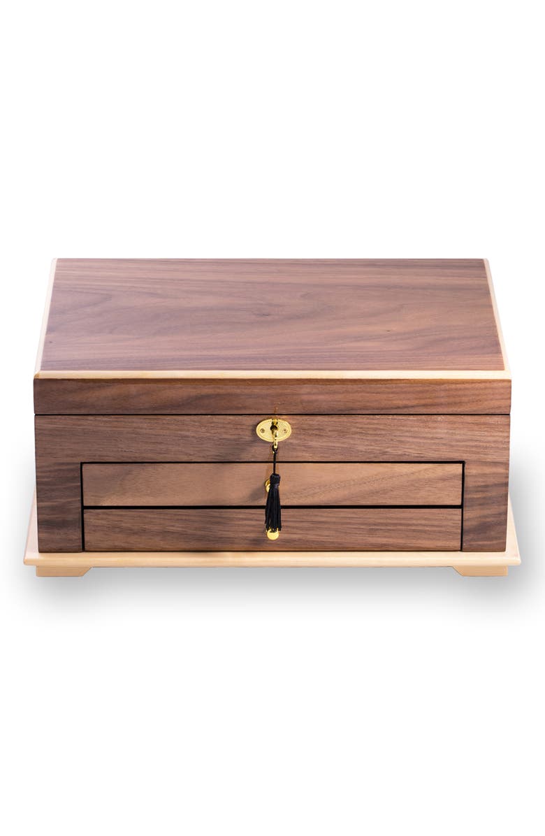 Bey-Berk 3 Level Jewelry Box, Main, color, Walnut