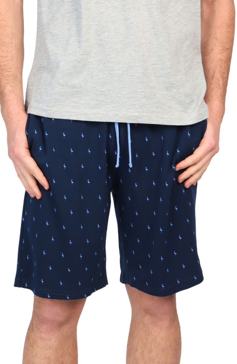 TailorByrd Byrd Print French Terry Shorts, Main, color, Navy
