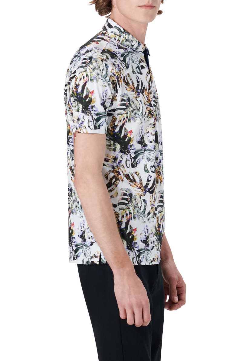 Bugatchi Hendrix Digital Palm Leaf Print Cotton Polo, Alternate, color,