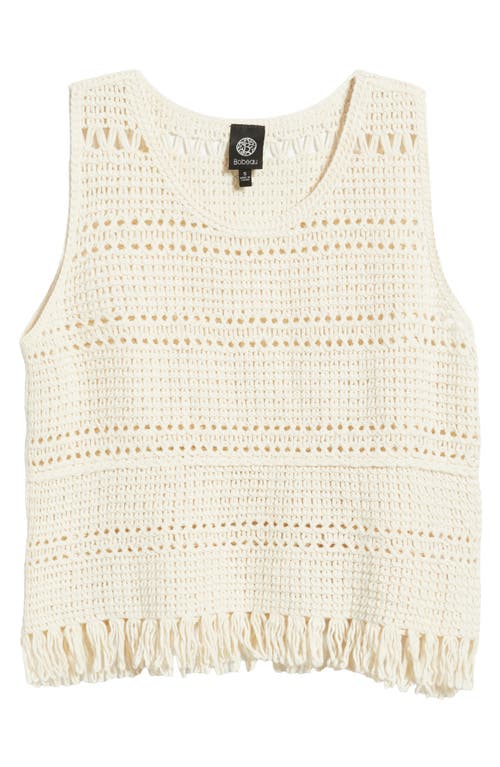 Bobeau Fringe Open Stitch Sweater Tank In Brown