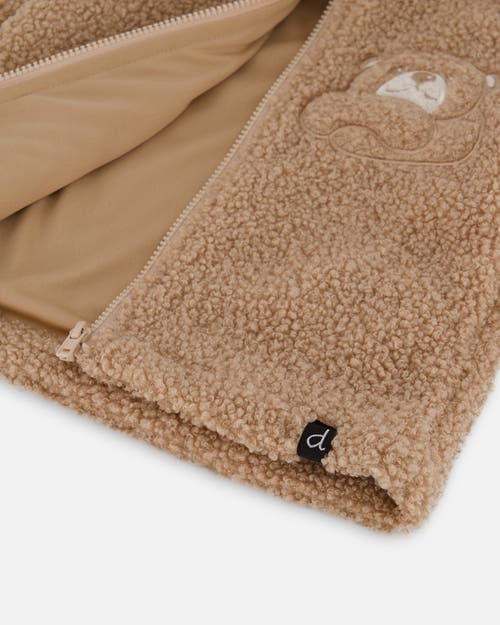 Deux Par Deux Bear Hooded Zip Jacket In Brown