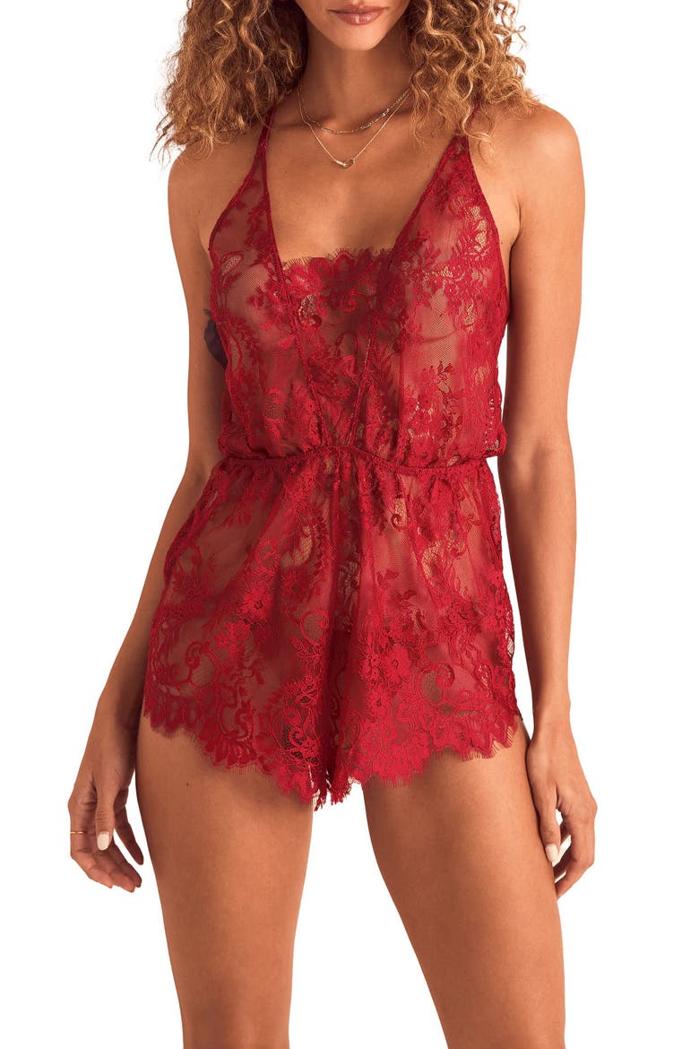 Jasmin Romper Lingerie, Main, color, Dark red
