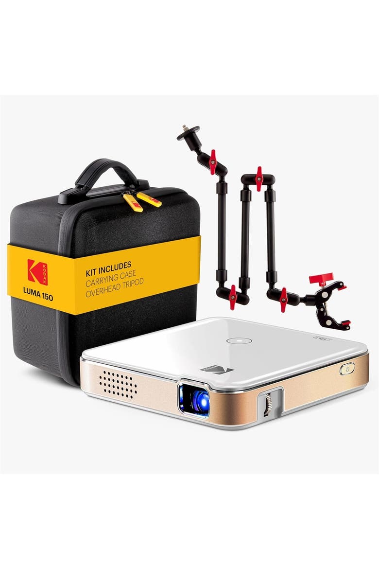 Luma 150 Pico Projector, Rechargeable Ultra Mini Projector with Overhead Tripod & Case, Main, color, White