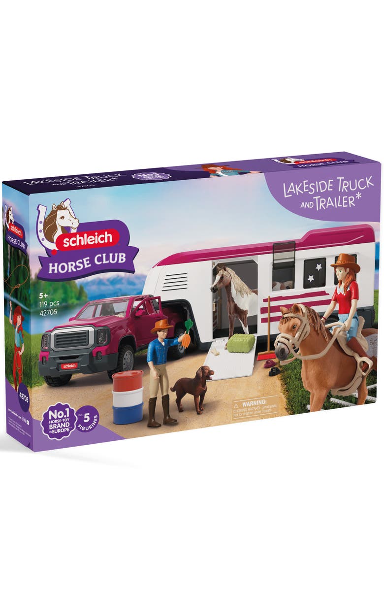 Schleich Horse Club Lakeside Truck & Trailer, 119 Piece Adventure Playset, Kids 5+, Main, color, Multicolored