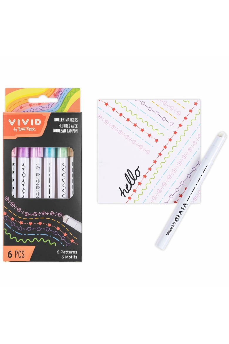 Roller Markers 6 Pack Pattern Markers, Pastel Ink Colors, Alternate, color, Multicolored