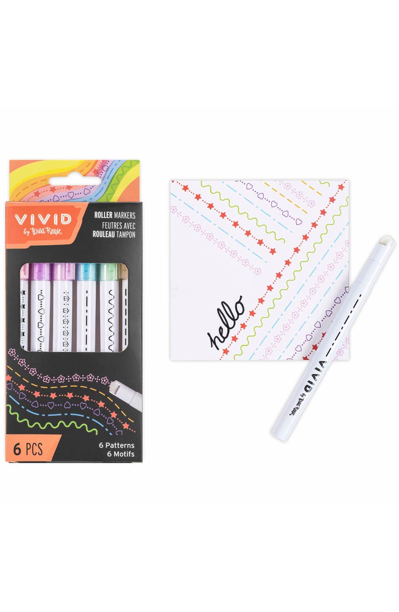 Brea Reese Vivid Roller Markers 6 Pack Pattern Markers, Pastel Ink Colors, Alternate, color,