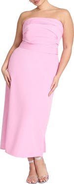 ELOQUII Pleated Bodice Bow Detail Dress