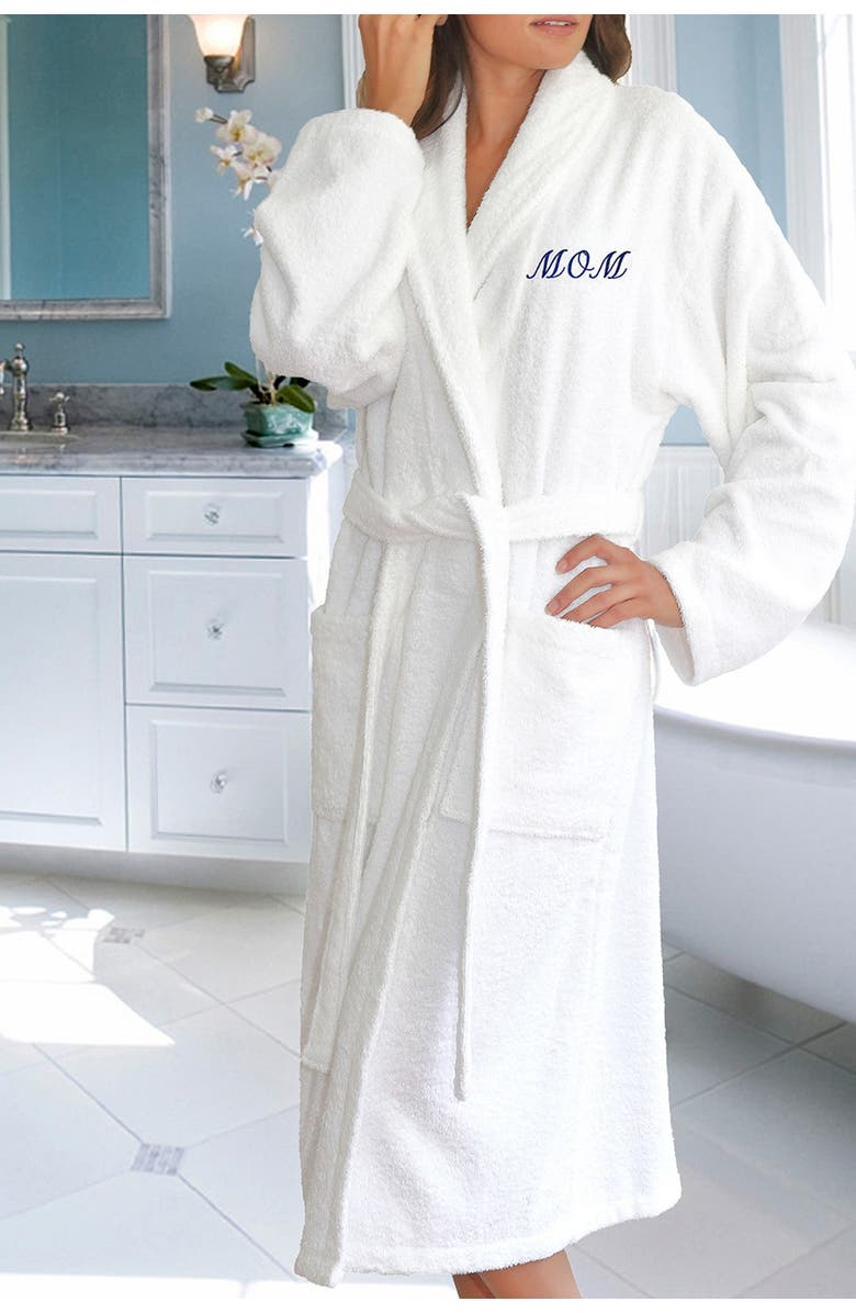 Linum Home Textiles Terry Embroidered Bathrobe, Alternate, color, White