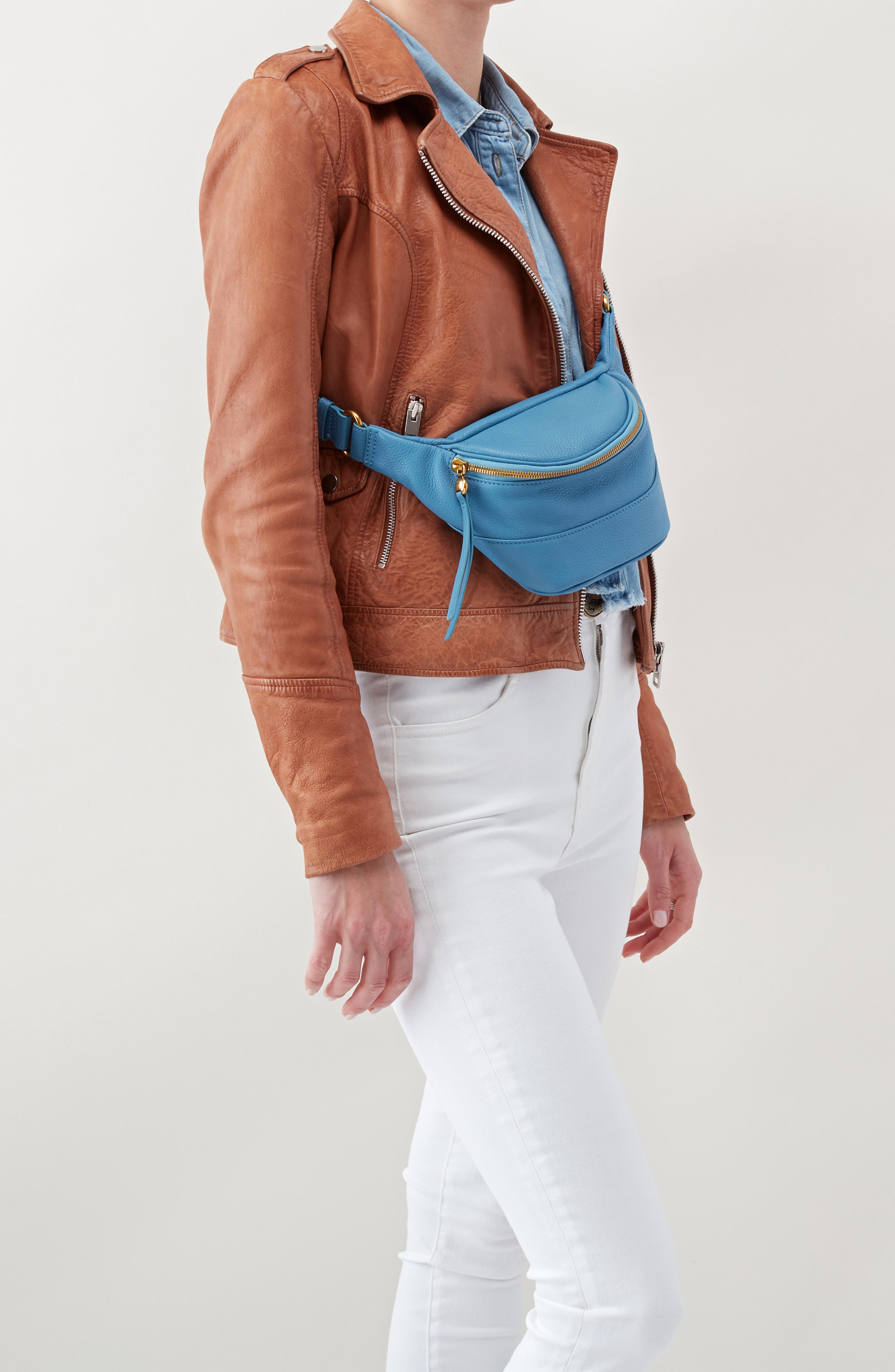 Jett Leather Belt Bag, Alternate, color, DUSTY BLUE