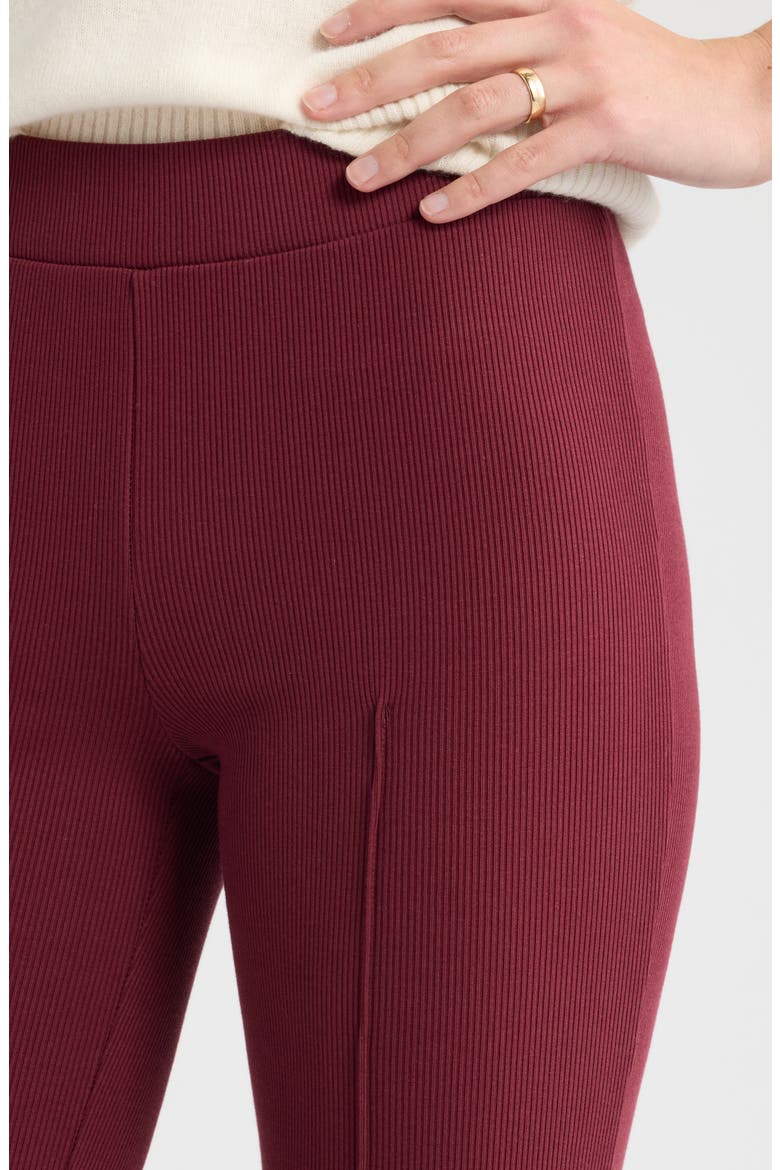 Rib Knit Kick Flare Pants, Alternate, color, BURGUNDY BANNER