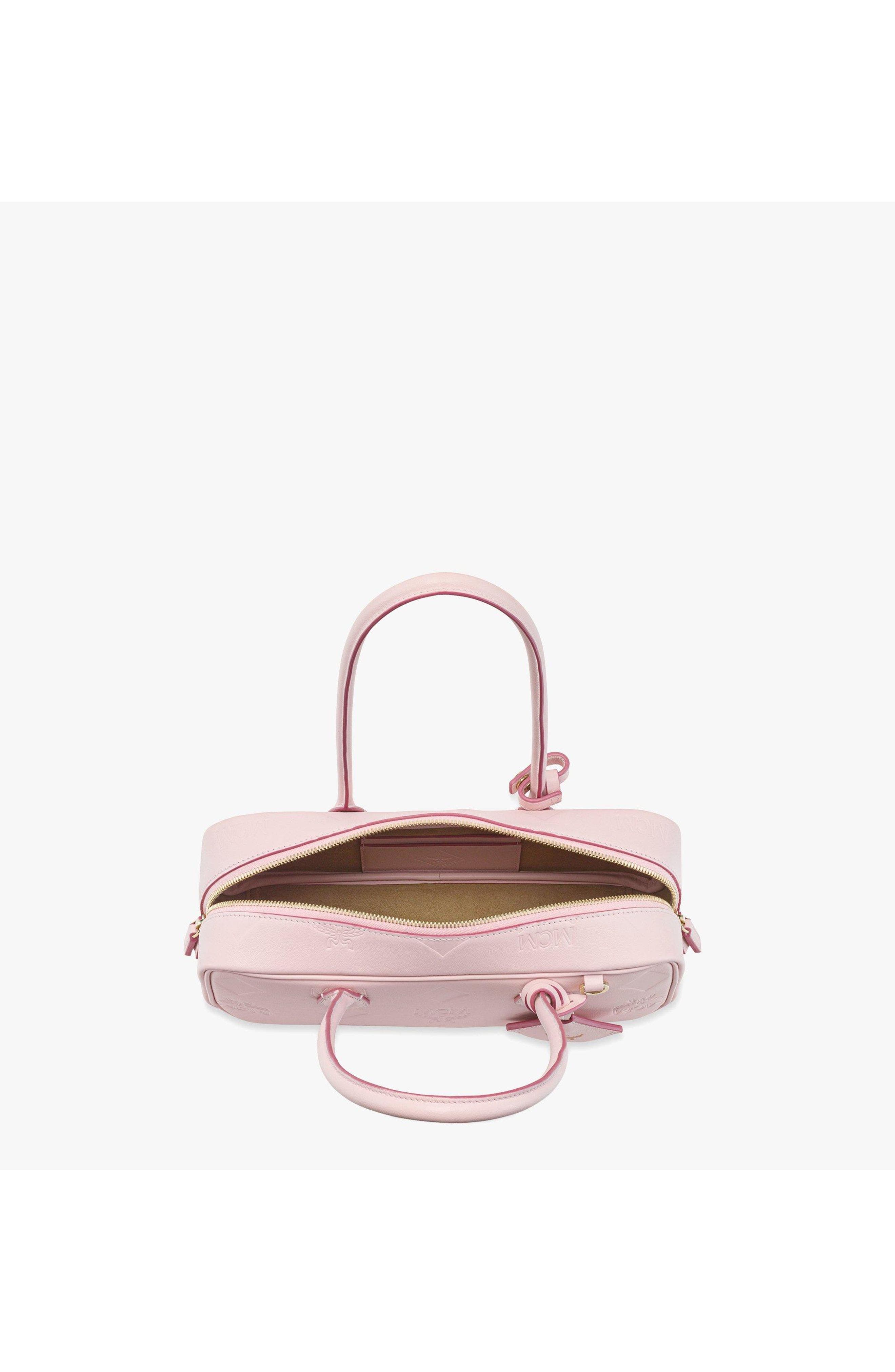 Small Aren East West Shoulder Bag in Maxi Monogram Leather, Alternate, color, Lotus Pink