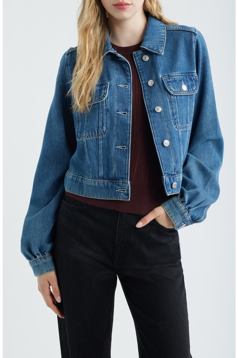 Pacey Crop Denim Jacket, Main, color, NAVILI