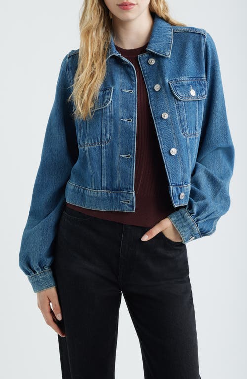 PAIGE Pacey Crop Denim Jacket in Navili at Nordstrom, Size X-Small