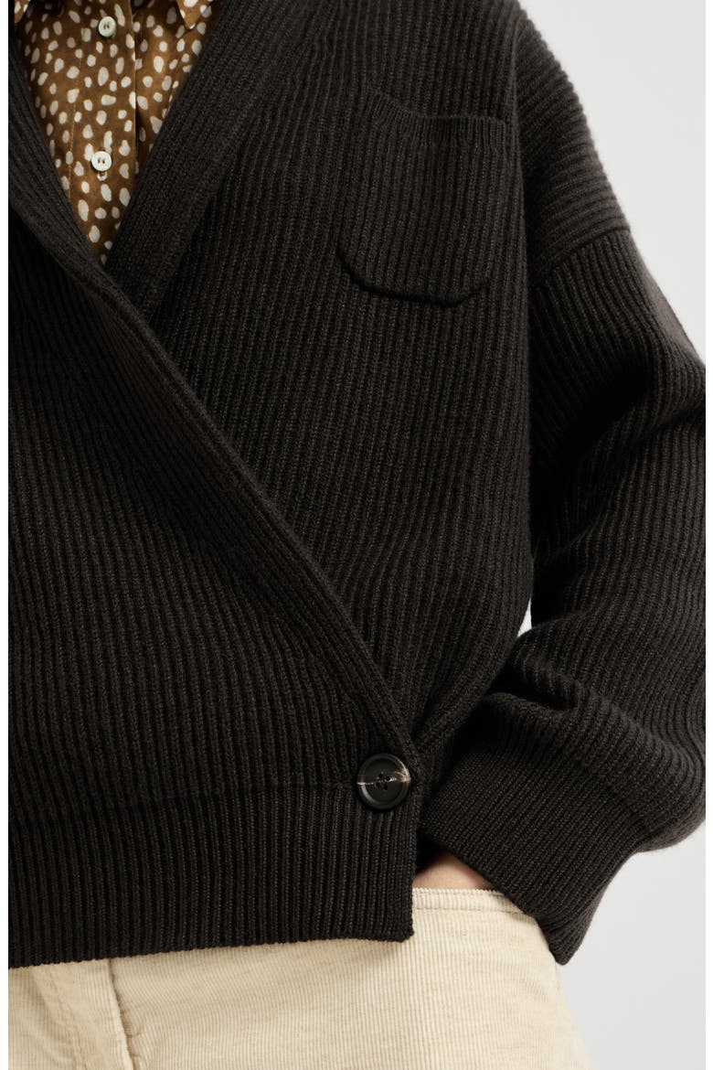 Cashmere English rib cardigan, Alternate, color, Coffee