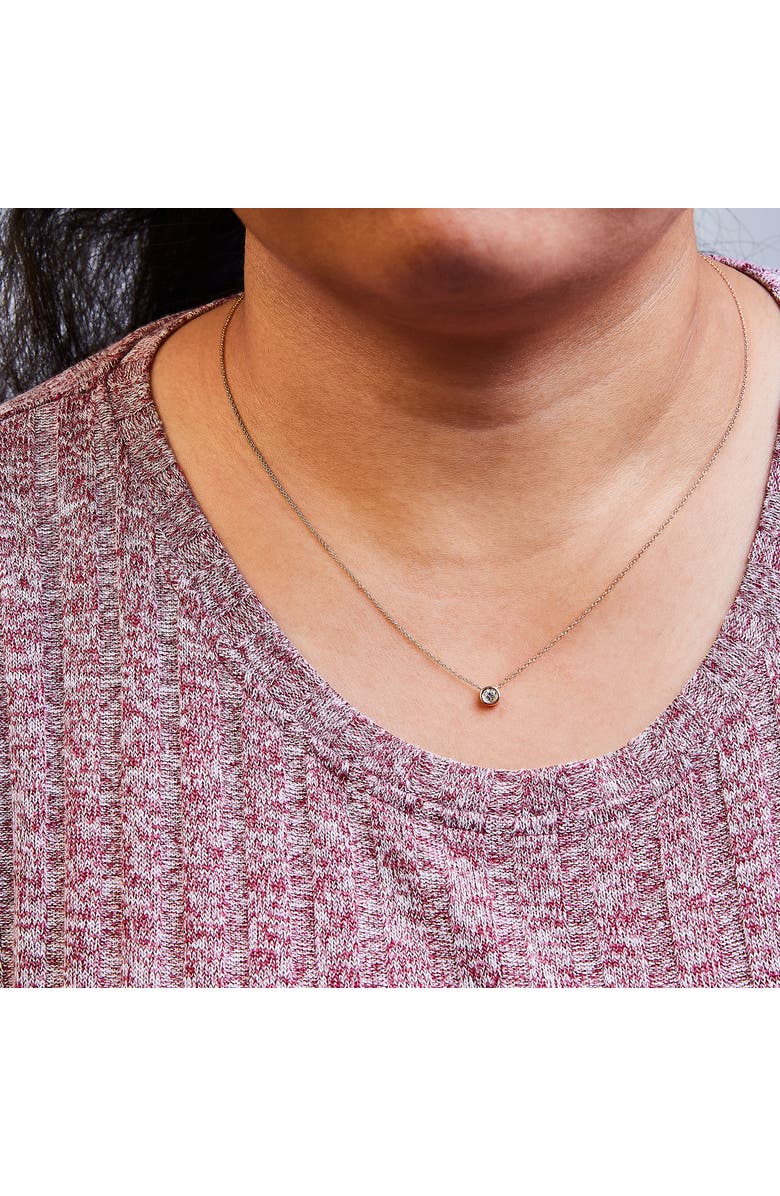 Haus of Brilliance 10K Rose Gold 1/2 Carat Diamond Modern Bezel-Set Solitaire Pendant Necklace, Alternate, color, Pink