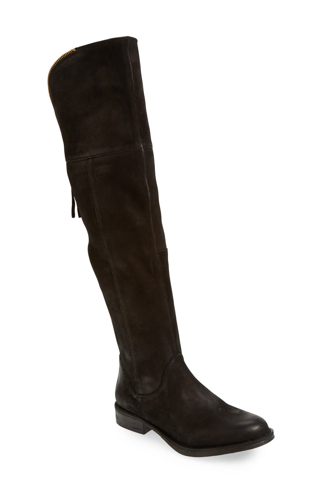 'Skyttle' Over the Knee Boot, Main, color, BLACK LEATHER