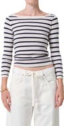 Citizens of Humanity Stripe Boat Neck Long Sleeve Rib T-Shirt