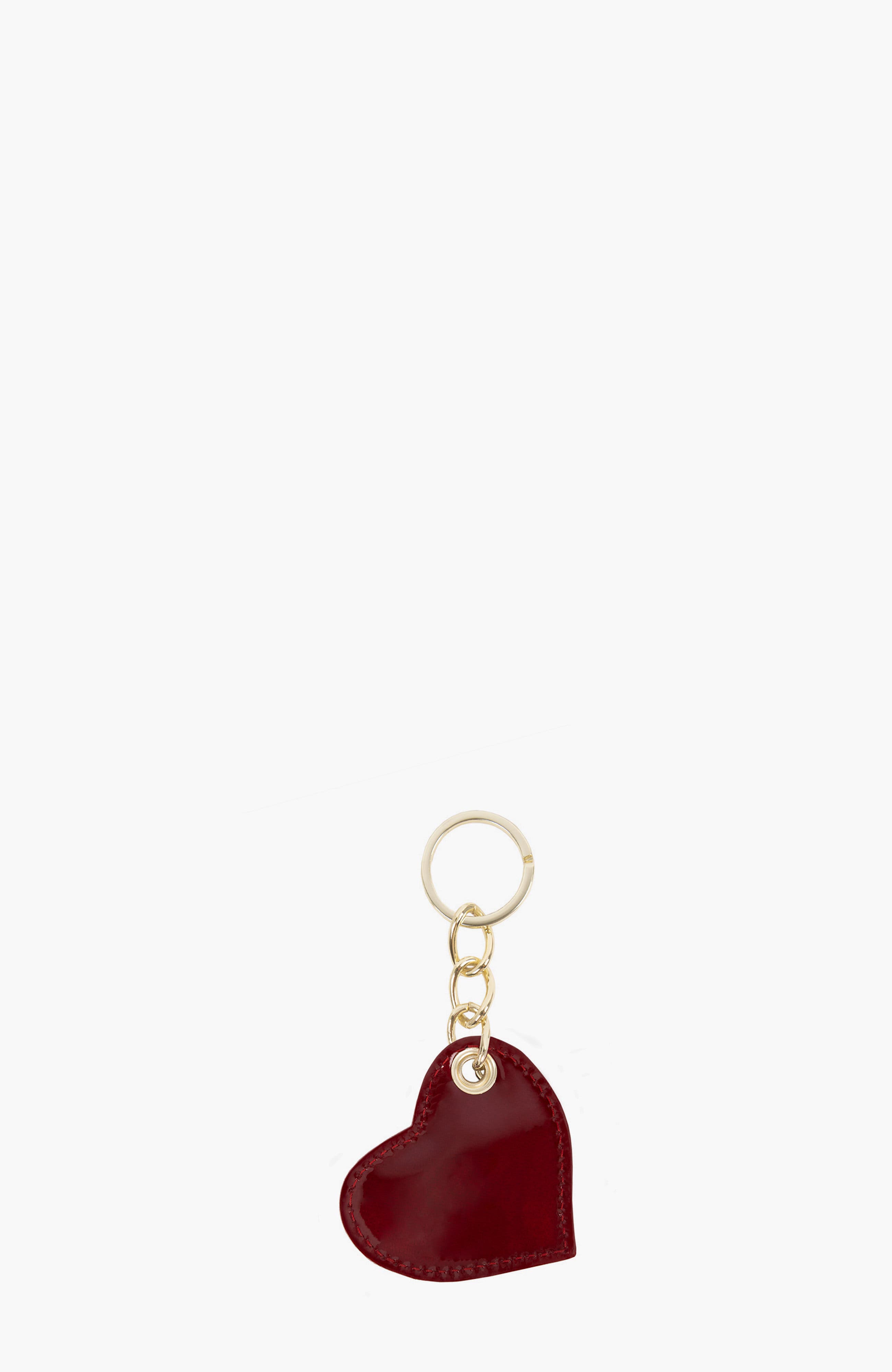 Midnight Rouge Patent Leather Heart Keychain 283, Alternate, color, Red