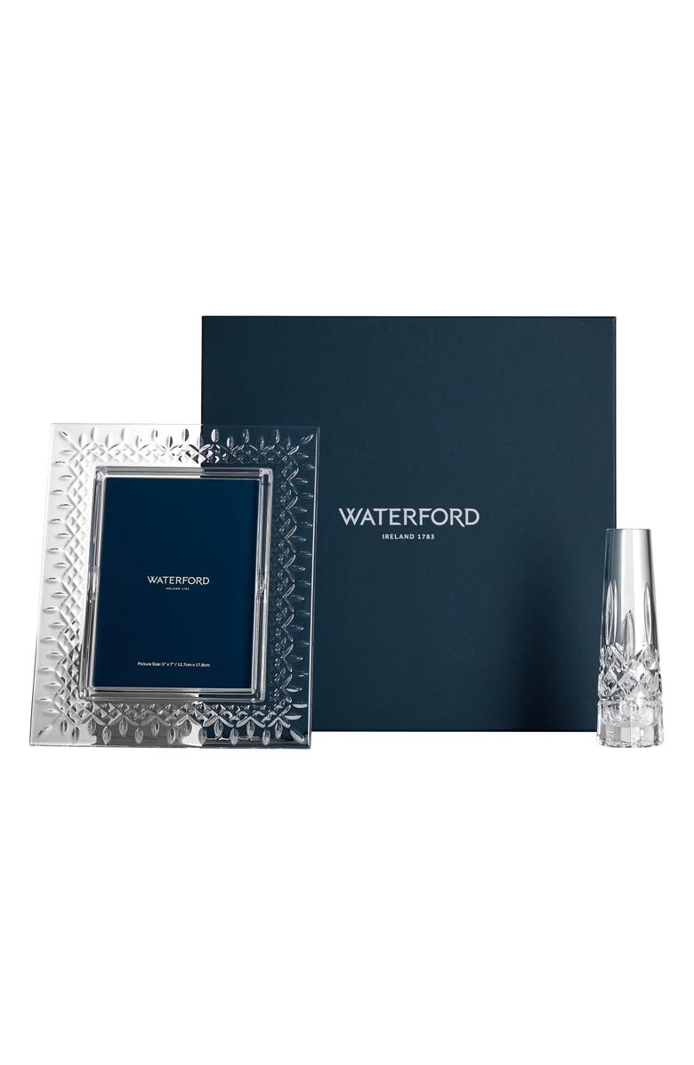 Waterford Lismore Crystal Picture Frame & Bud Vase Set, Alternate, color, Crystal