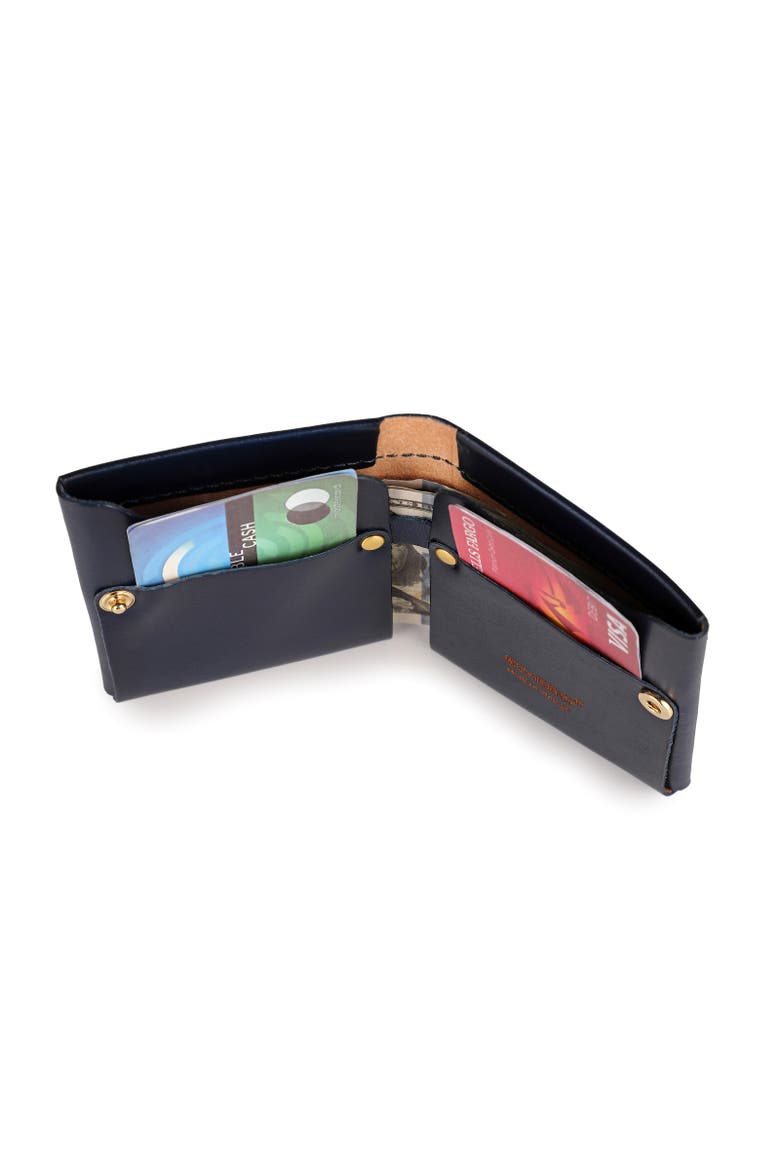 Celosia Genuine Leather Bi Fold Wallet, Alternate, color, Navy
