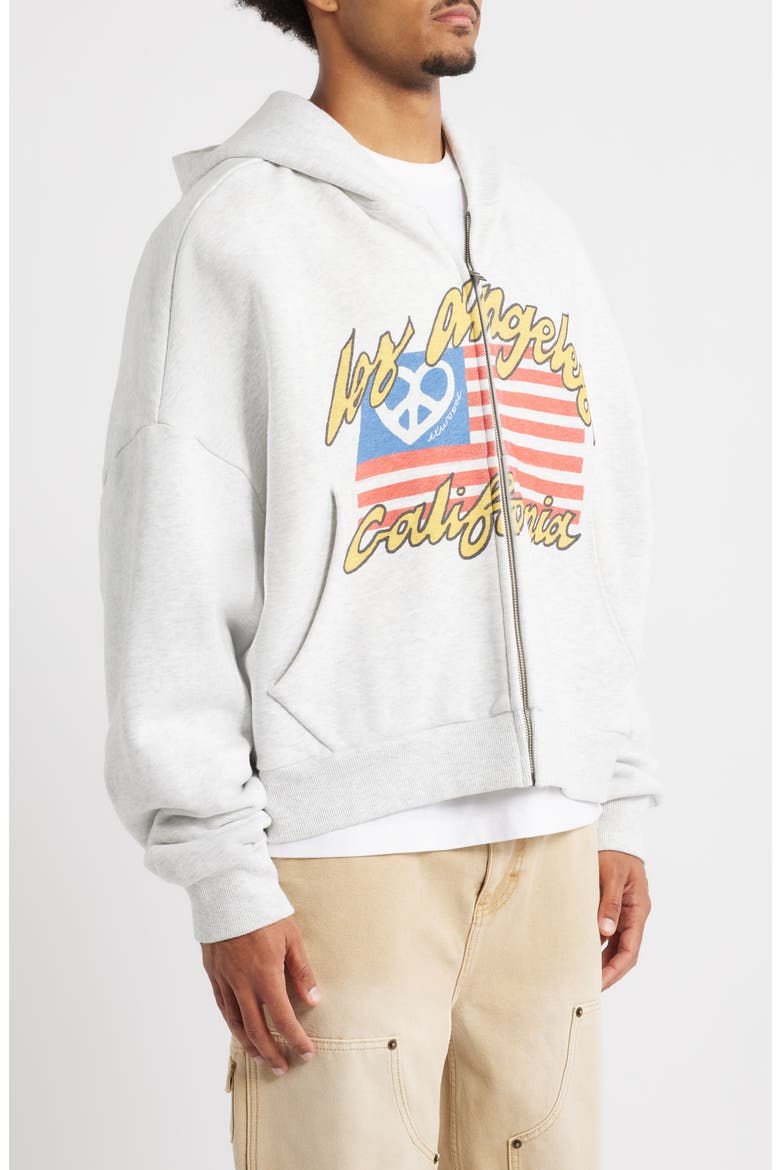 Flag Graphic Zip Hoodie, Alternate, color, ASH GREY