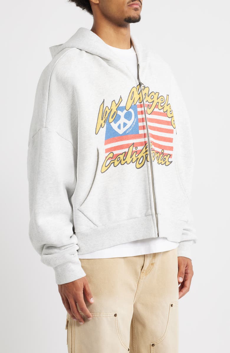 Elwood Flag Graphic Zip Hoodie, Alternate, color, Ash Grey