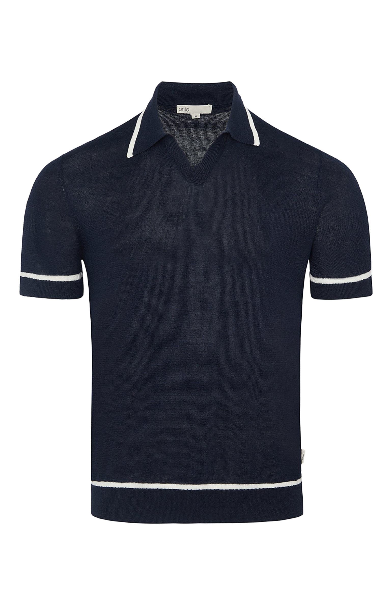 Linen Johnny Collar Polo Sweater - image 2