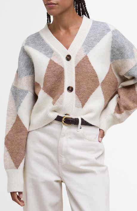 Silvia Diamond Jacquard Wool Blend Cardigan