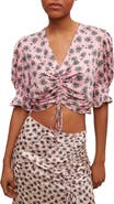 maje Lalita Ruched Tie Crop Top