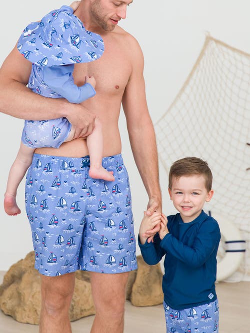 Ruggedbutts Boys Long Sleeve One Piece Rash Guard In Blue Seas The Day