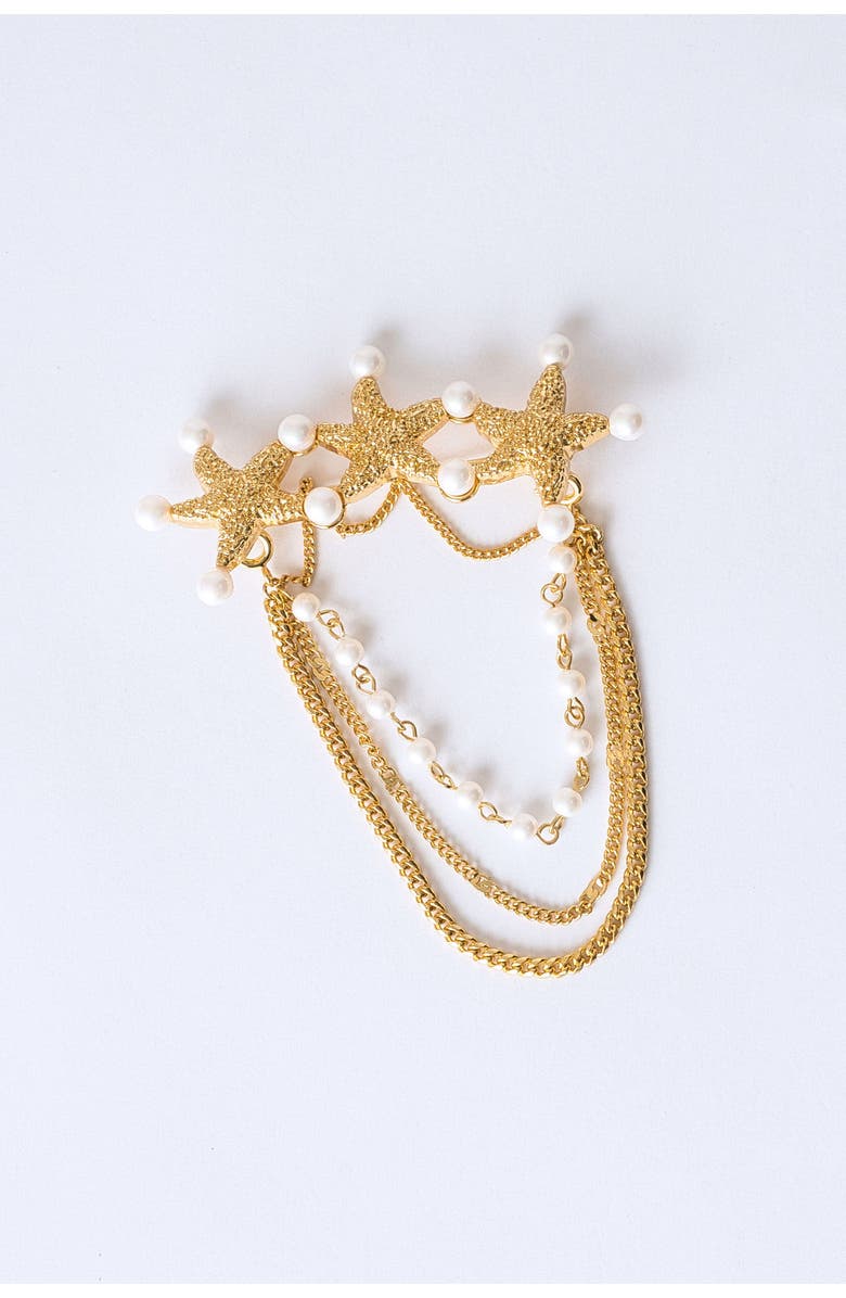 Classicharms Lila Starfish Waterfall Brooch, Main, color, Gold