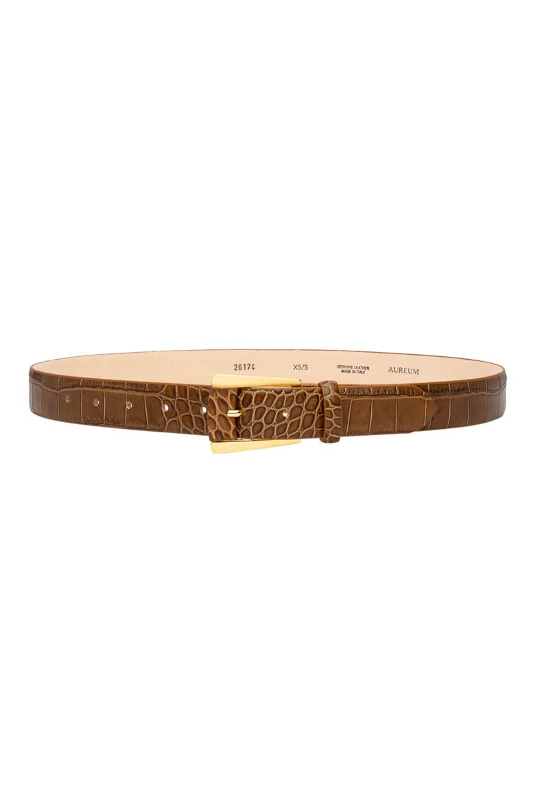 Maia Leather Belt, Main, color, TUSCAN CROC/ GOLD