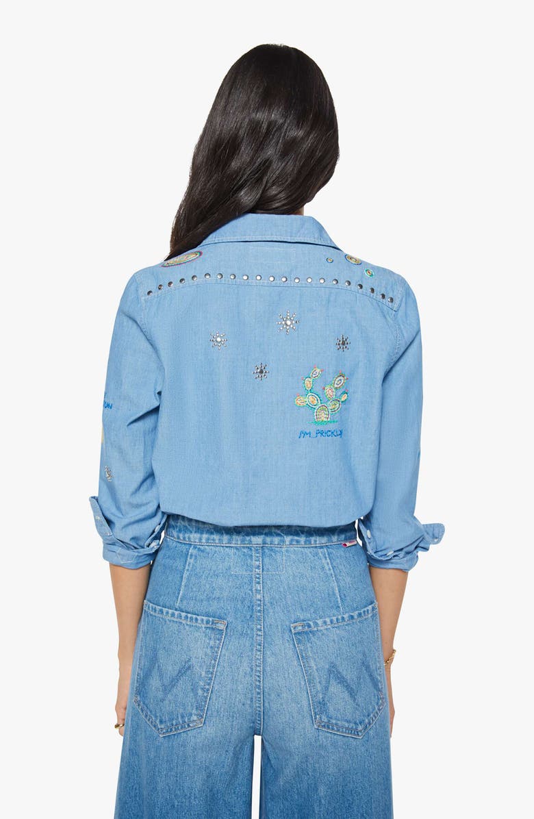 MOTHER The Foxy Boxy Denim Shirt, Alternate, color, Hands Up