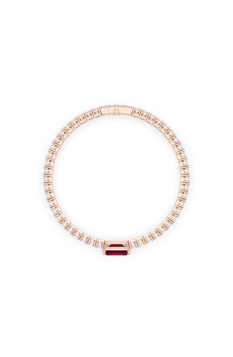 HauteCarat Lab Created Diamond & Garnet Birthstone Tennis Bracelet, Alternate, color, 18K Rose Gold